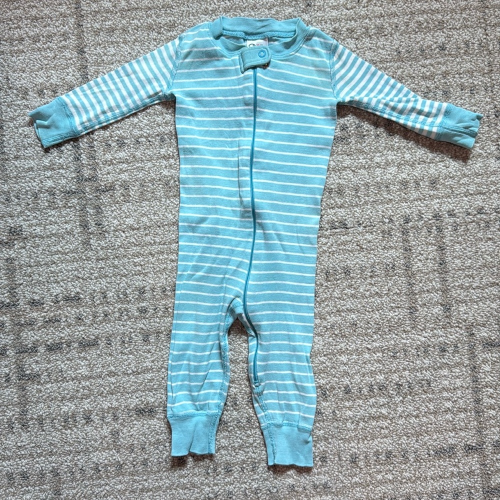 Light blue striped Hanna Andersson 9-18 months 70 cm organic cotton baby pajamas
